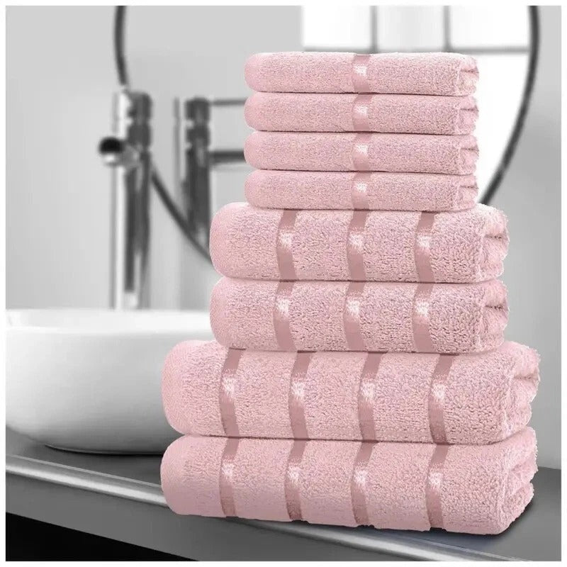 8pcs Egyptian Cotton Towel Set Quick Dry & Absorbent – Face, Hand & Bath Towels
