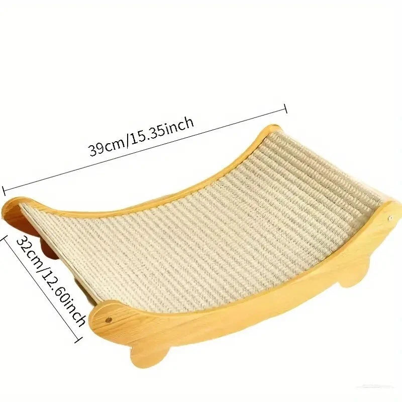 Durable Solid Wood Cat Scratching Post & Bed with Removable Sisal Pad - Multi-Level