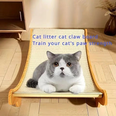 Durable Solid Wood Cat Scratching Post & Bed with Removable Sisal Pad - Multi-Level