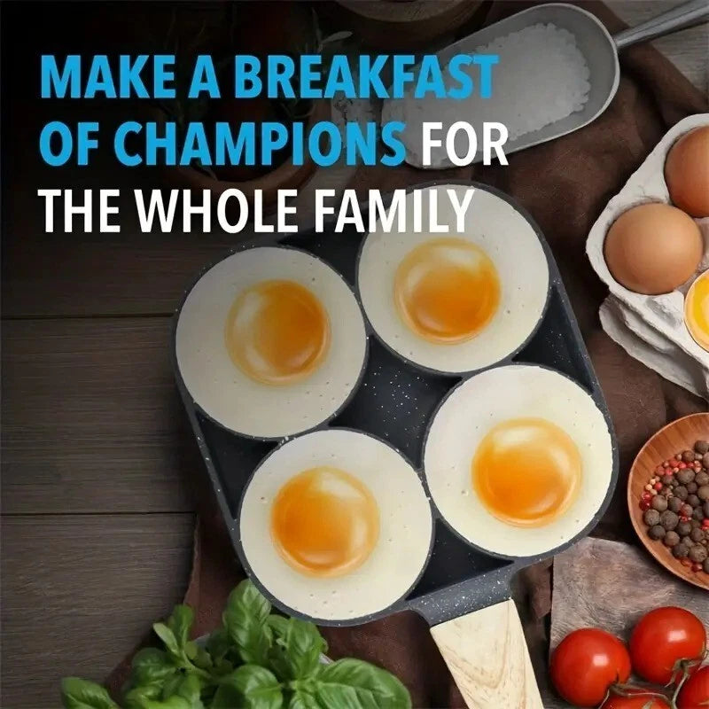 4-Hole Non-Stick Frying Pan Maifan Stone Coating, Induction Compatible Cookware