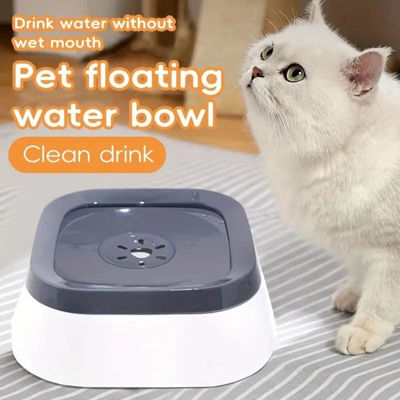 Splash-Proof Floating Pet Water Bowl for Dogs & Cats - Non-Slip,