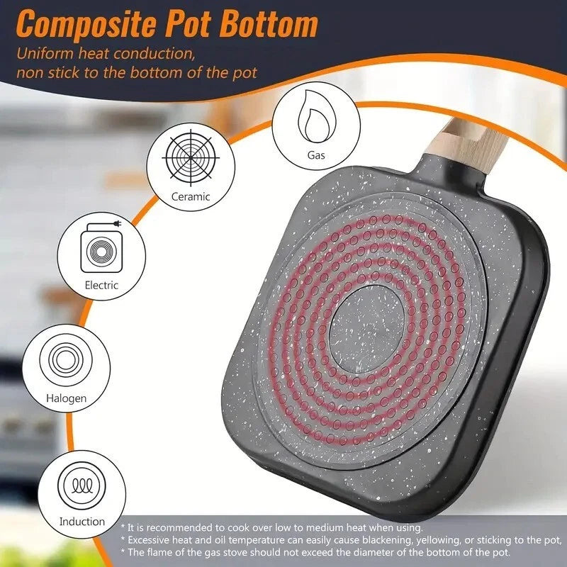 4-Hole Non-Stick Frying Pan Maifan Stone Coating, Induction Compatible Cookware
