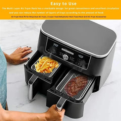 Air Fryer Rack – 2/3 Layer Stackable Stainless Steel Grill Cooking Basket