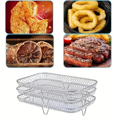Air Fryer Rack – 2/3 Layer Stackable Stainless Steel Grill Cooking Basket