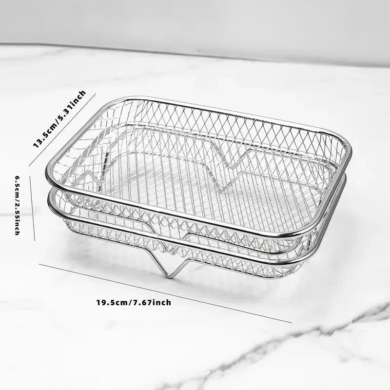 Air Fryer Rack – 2/3 Layer Stackable Stainless Steel Grill Cooking Basket