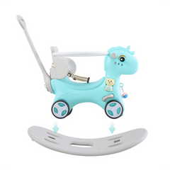 Rocking Horse for Toddlers Balance Bike Ride On Toys with Push Handle Backrest and Balance Board for Baby Girl and Boy