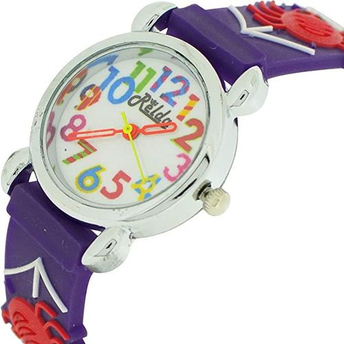 Relda Children’s Big Number Analog Spiders & Web On Purple Silicone Strap Girl’s Watch REL103