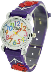 Relda Children’s Big Number Analog Spiders & Web On Purple Silicone Strap Girl’s Watch REL103