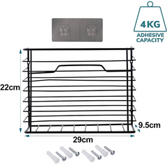 Wall Mounted Kitchen Storage Basket in Black Powder Coating
