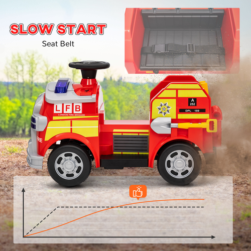 AIYAPLAY 12V Ride on Fire Truck w/ Siren Flashing Lights