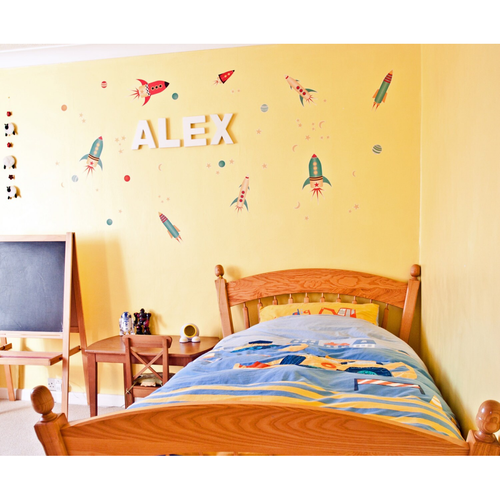 Rocket & Space Themed Colourful Wall Stickers - Reusable