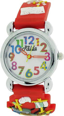 Relda Children’s Big Number Analog Pirates A’hoy Red Silicone Strap Girl’s Watch REL104
