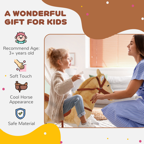 HOMCOM Children Standing Horse Plush Soft Ride On Toy Pony Kids Game Play