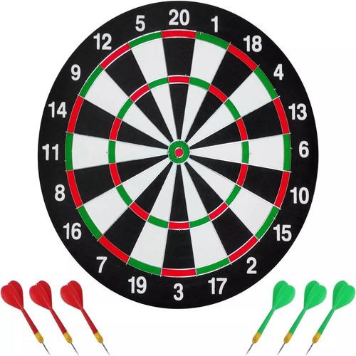 FULL SIZE 17’’ DARTBOARD SET 6 DARTS FUN FAMILY DART BOARD GAME ADULTS KIDS XMAS