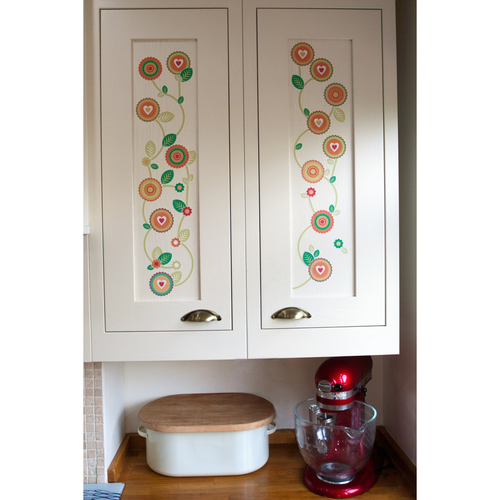 Retro Boho Flowers & Leaves Wall Stickers - Reusable
