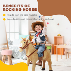 HOMCOM Children Standing Horse Plush Soft Ride On Toy Pony Kids Game Play