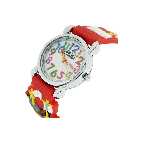 Relda Children’s Big Number Analog Pirates A’hoy Red Silicone Strap Girl’s Watch REL104