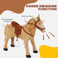 HOMCOM Children Standing Horse Plush Soft Ride On Toy Pony Kids Game Play