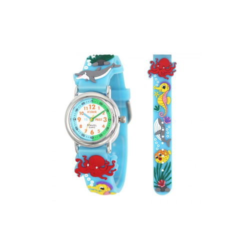 Ravel Children Girls 3D Cartoon Time Teacher Watch Blue Sea Life R1513.98