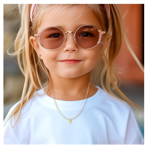 Girls Gold Mini Puff Heart Necklace