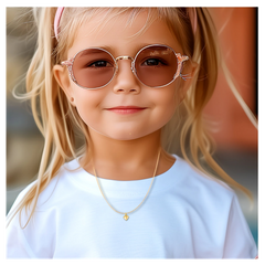 Girls Gold Mini Puff Heart Necklace
