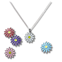 Girls Silver Daisy Charm Necklace