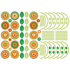Retro Boho Flowers & Leaves Wall Stickers - Reusable