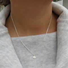 Girls Mini Puff Heart Silver Necklace