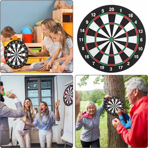 FULL SIZE 17’’ DARTBOARD SET 6 DARTS FUN FAMILY DART BOARD GAME ADULTS KIDS XMAS