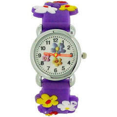 Relda Children’s Analogue 3D Colourful Flower Purple Silicone Strap Girl’s Watch REL42