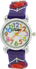 Relda Children’s Big Number Analog Spiders & Web On Purple Silicone Strap Girl’s Watch REL103