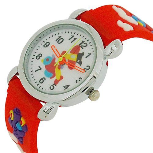 Relda Children’s Analogue 3D Flying Aeroplane Red Silicone Strap Boy’s Watch REL44