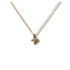 Girls Gold Mini Puff Heart Necklace