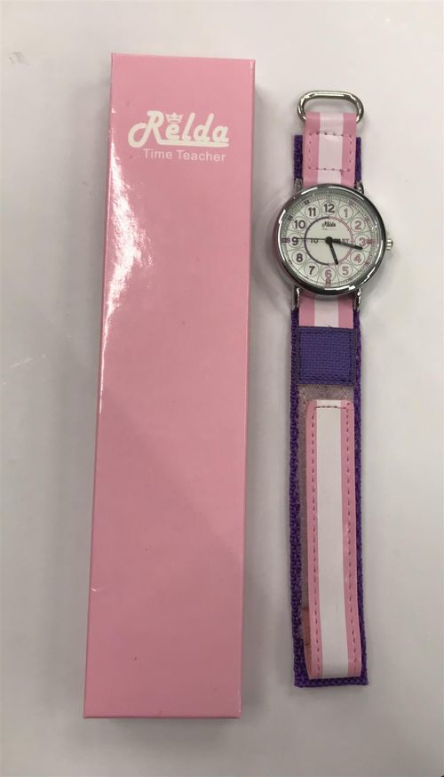 Relda Time Teacher Children’s Analogue Velcro Strap Girl’s Watch REL81 NEEDS BATTERY