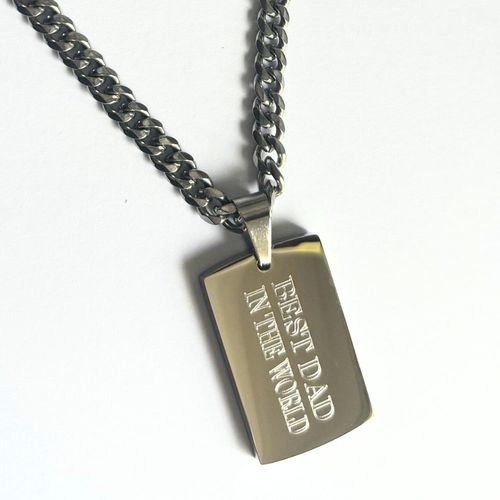 Personalised Men’s Rectangle Pendant & Chunky Chain Necklace