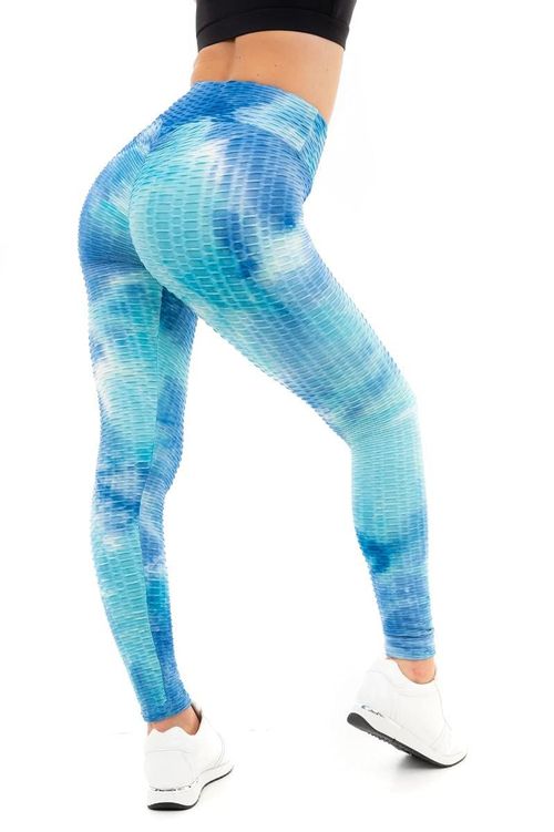 TIE DYE HONEYCOMB LEGGING BLU M