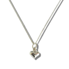 Girls Mini Puff Heart Silver Necklace