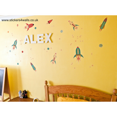Rocket & Space Themed Colourful Wall Stickers - Reusable