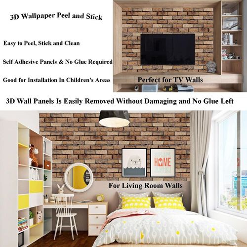 20 Pack 3D Brick Wall Stickers 3D Wall Panels Peel and Stick White Brick Wallpaper PE Foam Self Adhesive Wallpaper