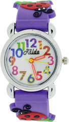 Relda Children’s Big Number Analog Ladybird On Purple Silicone Strap Girl’s Watch REL105
