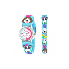 Ravel Children Girls 3D Cartoon Time Teacher Watch Blue Frenchie & Cockapoo R1513.99