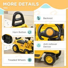 Ride-On Bulldozer Toddler Scooter Storage Cart Construction Truck