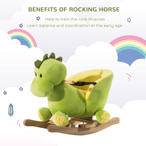Kids Rocking Horse Ride-On Horse Toy w/ 32 Songs for Ages 18 + Months - Green