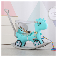 Rocking Horse for Toddlers Balance Bike Ride On Toys with Push Handle Backrest and Balance Board for Baby Girl and Boy