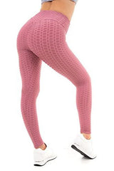 SOLID HONEYCOMB SEAMLESS LEGGING PINK L L