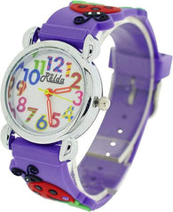 Relda Children’s Big Number Analog Ladybird On Purple Silicone Strap Girl’s Watch REL105