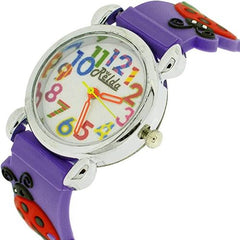 Relda Children’s Big Number Analog Ladybird On Purple Silicone Strap Girl’s Watch REL105