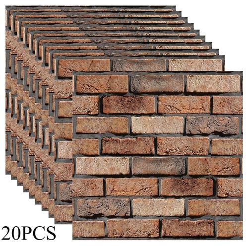 20 Pack 3D Brick Wall Stickers 3D Wall Panels Peel and Stick White Brick Wallpaper PE Foam Self Adhesive Wallpaper