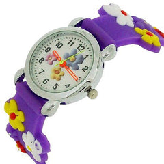 Relda Children’s Analogue 3D Colourful Flower Purple Silicone Strap Girl’s Watch REL42