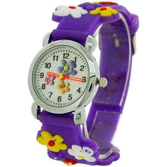 Relda Children’s Analogue 3D Colourful Flower Purple Silicone Strap Girl’s Watch REL42